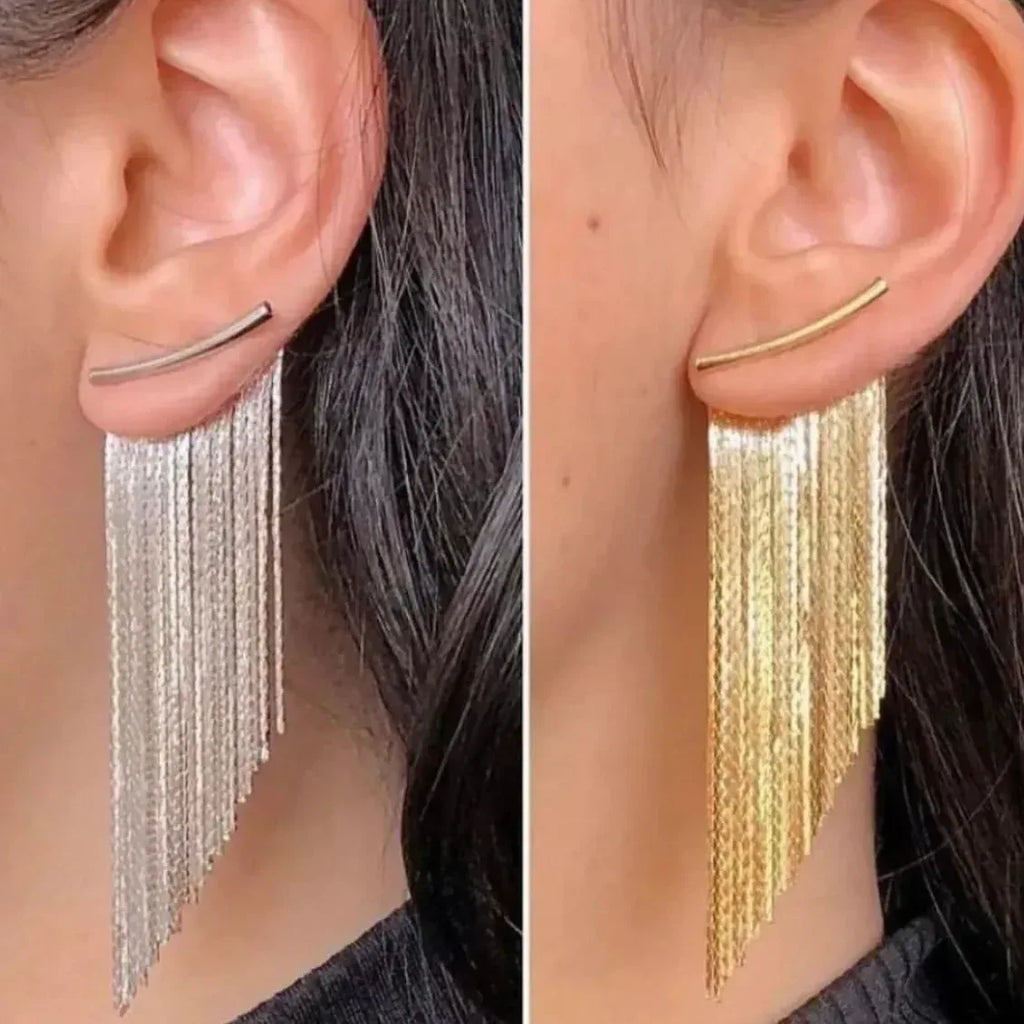 gold-tassel-long-earrings - Viexta