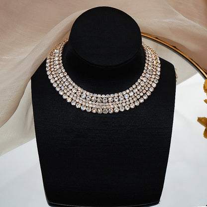 Claw Chain Inlaid With Diamond Rhinestone Multilayer Clavicle Chain