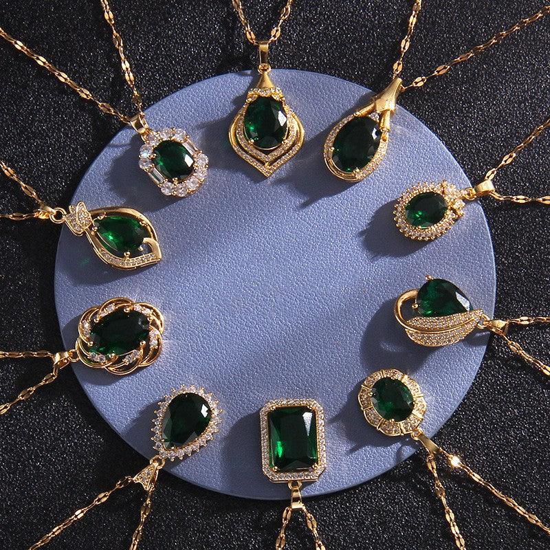 Titanium Steel Emerald Necklace - Viexta