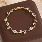 Light Luxury Rattan Leaf Zircon Bracelet For Women