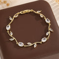 Light Luxury Rattan Leaf Zircon Bracelet For Women
