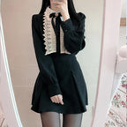 Lace Bow Elegant Long Sleeve Blouse Women - Viexta