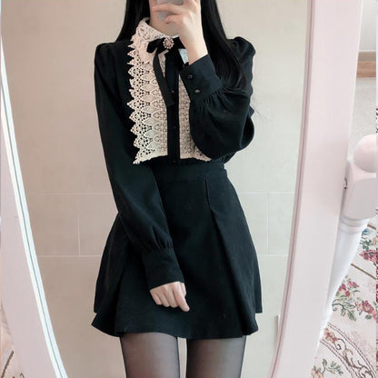 Lace Bow Elegant Long Sleeve Blouse Women