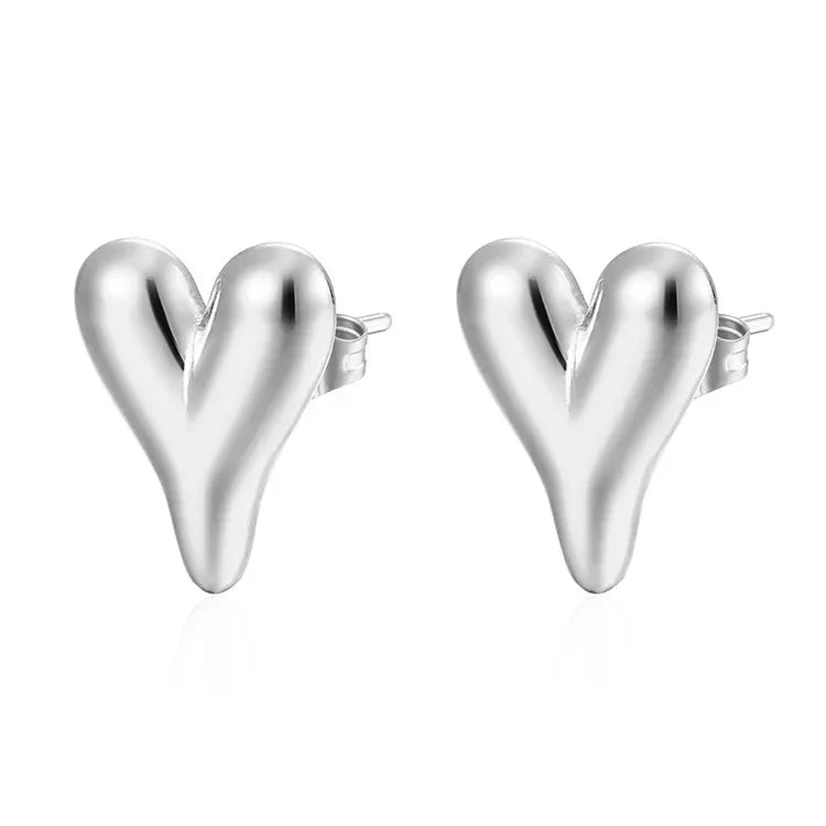 Heart-shaped Stainless Steel Studs and Necklace - Viexta