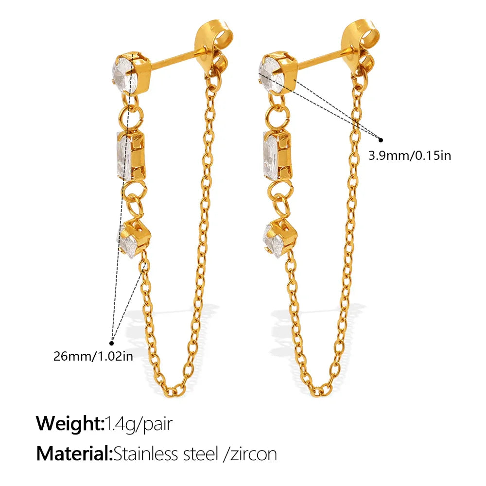 Zircon Inlaid Pendant Earrings