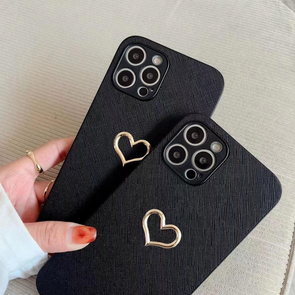 Bronzing Heart Leather iPhone Case - Viexta