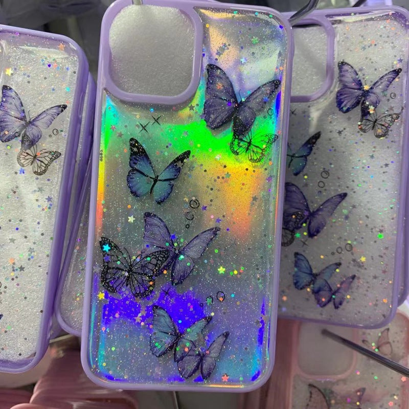 Epoxy Glitter Butterfly iPhone Case