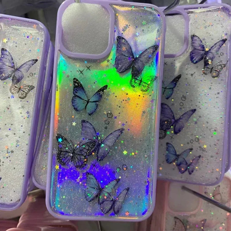 Epoxy Glitter Butterfly iPhone Case - Viexta