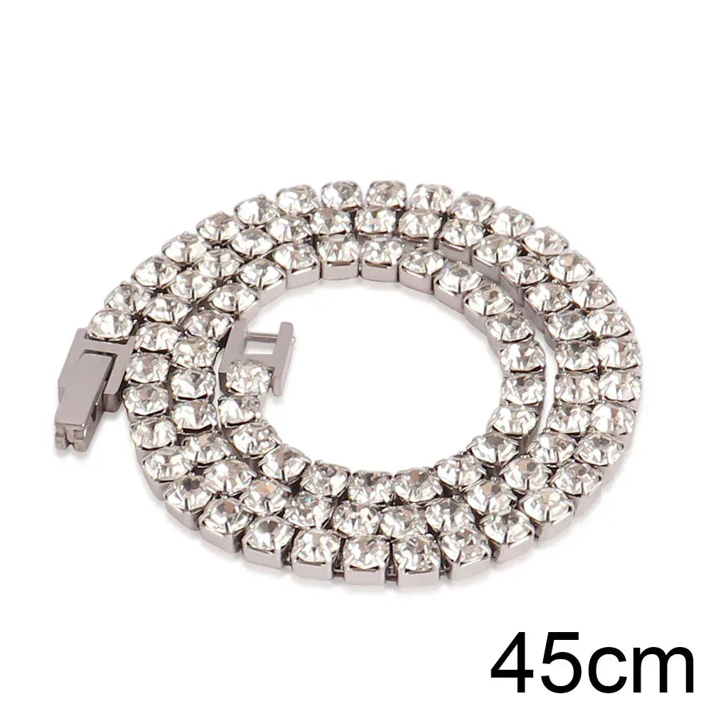 4mm Zircon Tennis Necklace In Stainless Steel - Viexta