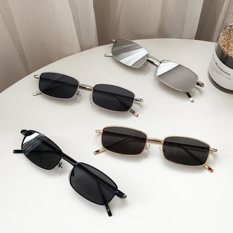 Trendy Small Frame Rectangular Sunglasses - Viexta