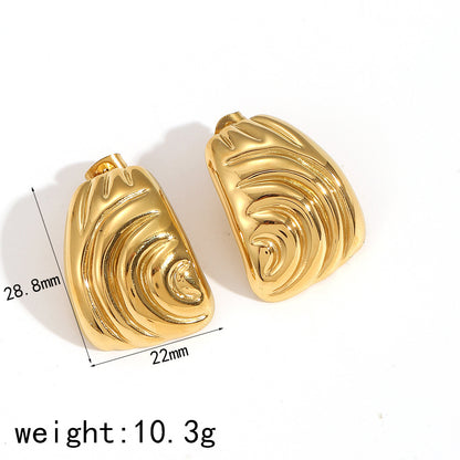 18K Gold Thread Titanium Steel Ear Studs