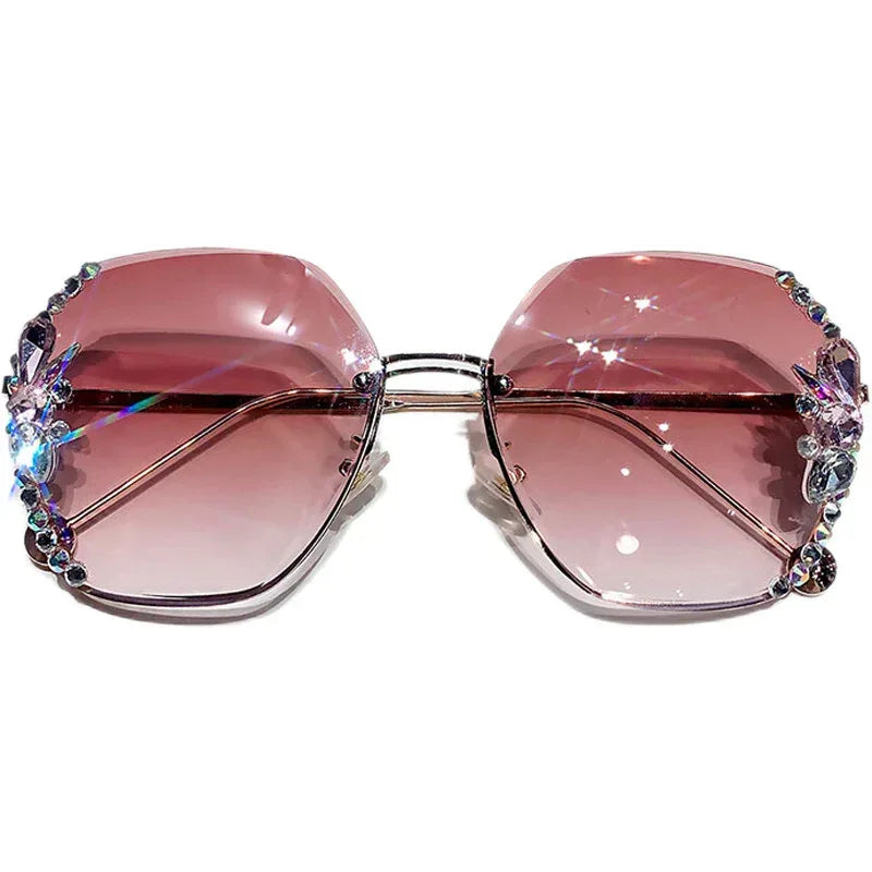 Rhinestone Purple Sunglasses - Viexta