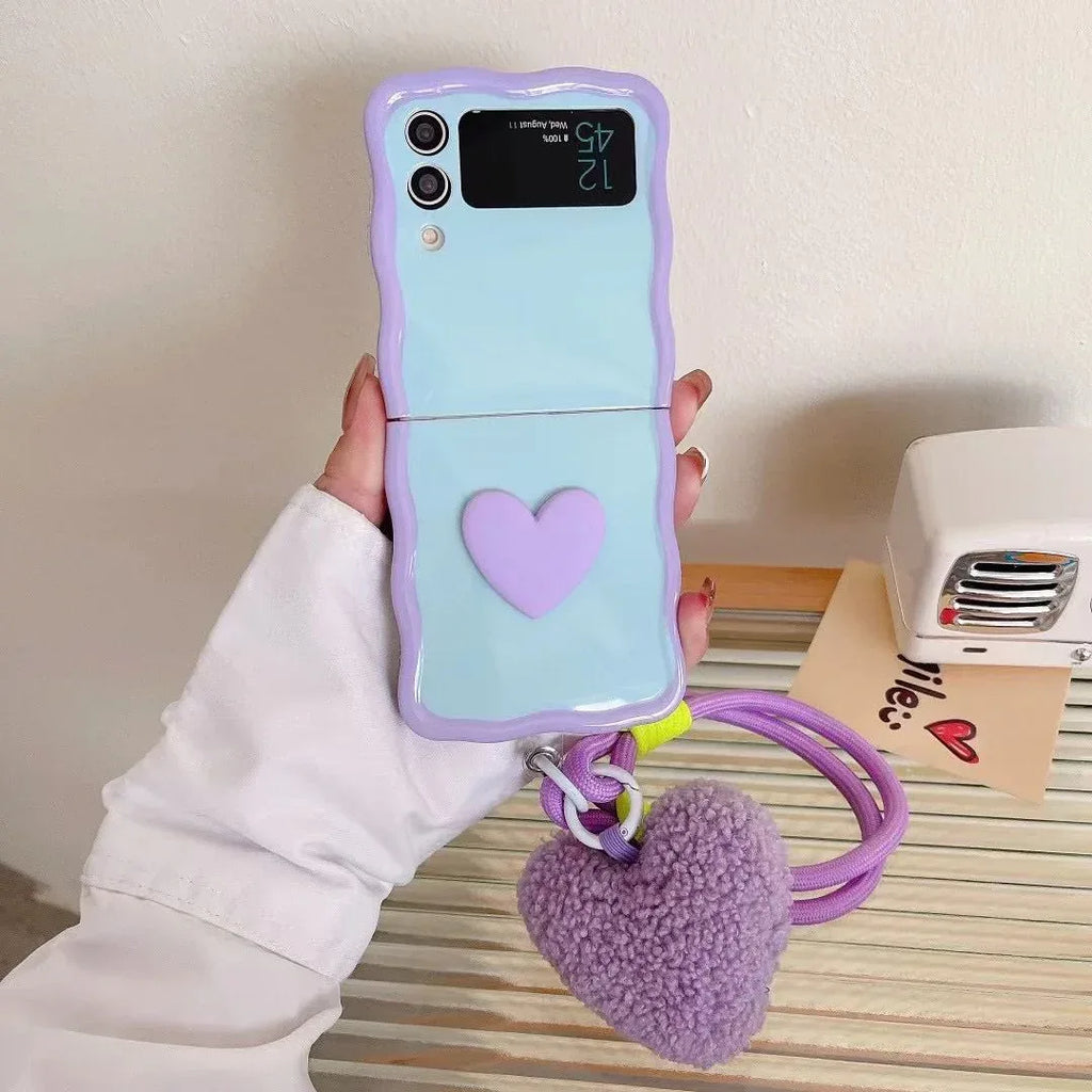 Small Heart Plush Lanyard Samsung Case - Viexta