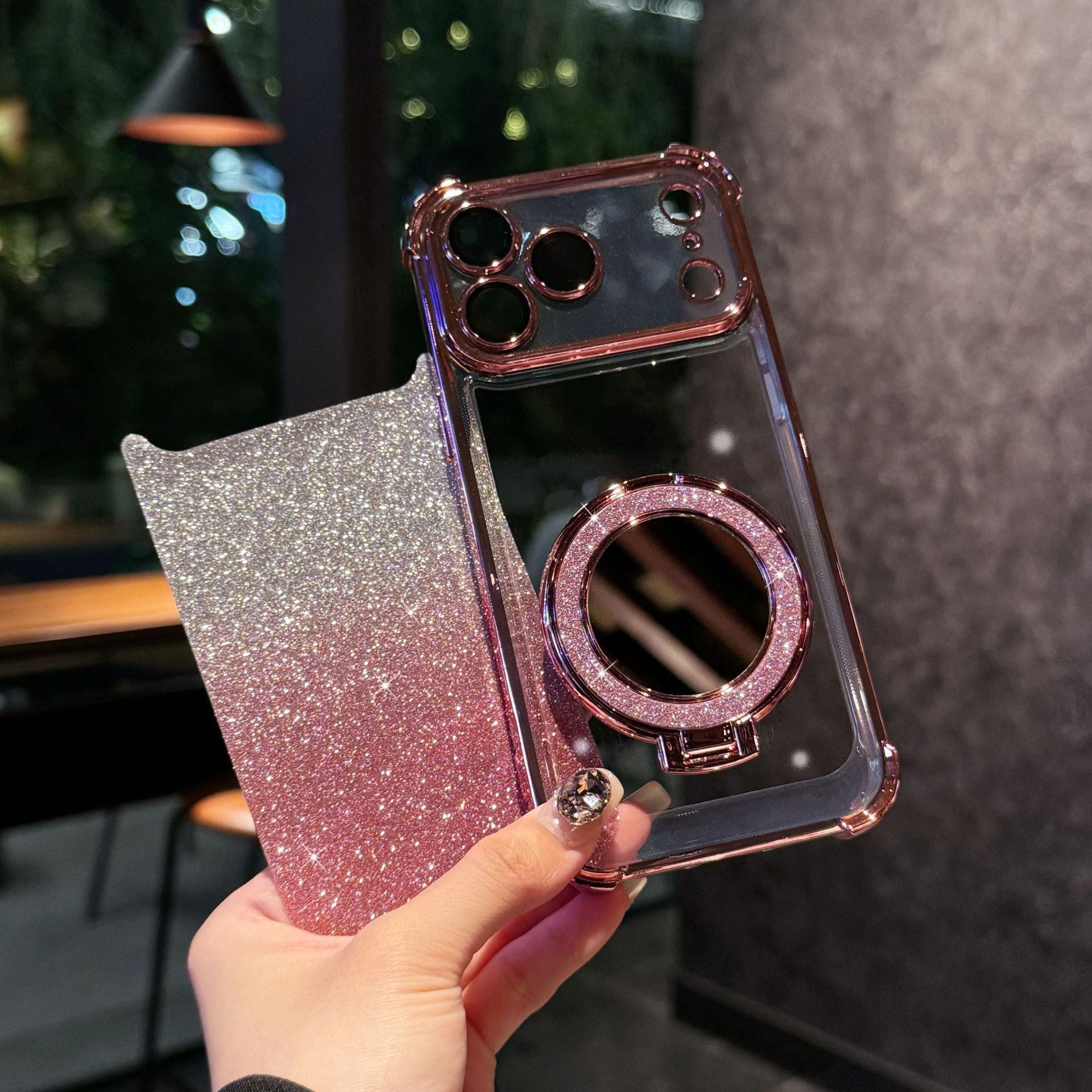 Glitter Mirror Magnetic Bracket iPhone Case