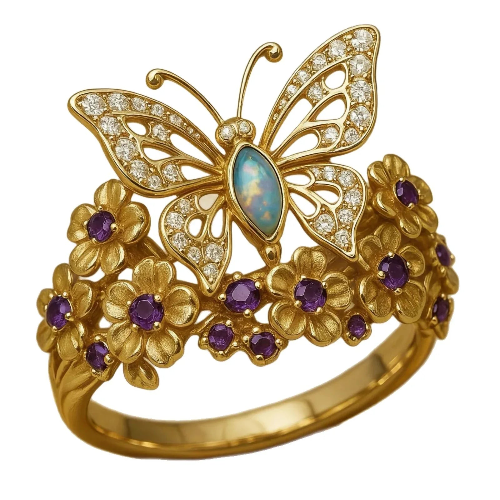 Butterfly-shaped Flower Ring