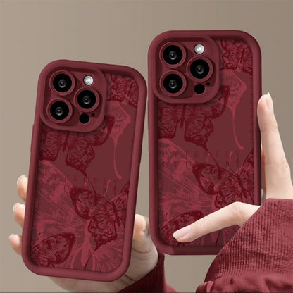 Wine Red Butterfly iPhone Case