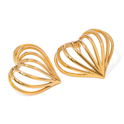 18K Gold Stainless Steel Heart Studs