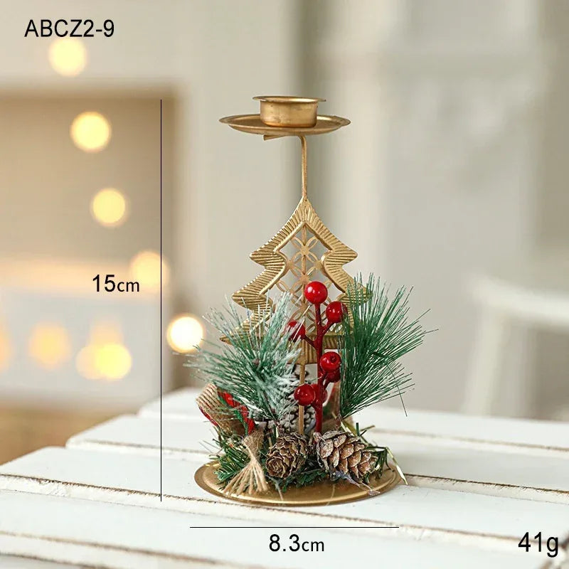 christmas-candlestick-golden-wrought-iron-window-decoration - Viexta
