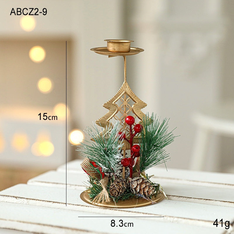 christmas-candlestick-golden-wrought-iron-window-decoration