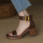 British Retro Strap Chunky Heel