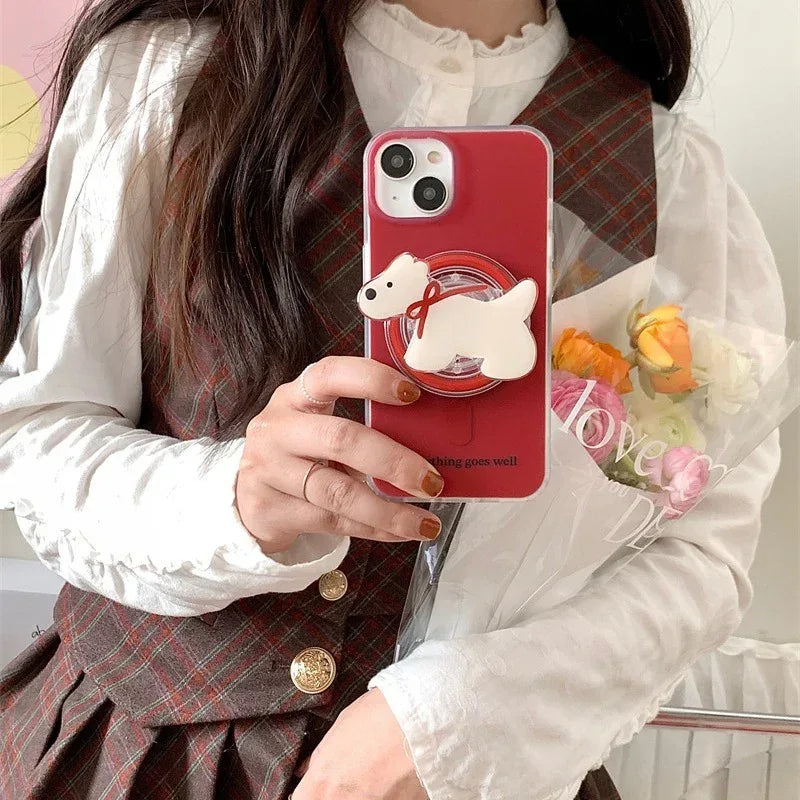 New Year Red Bow Tie Puppy Drop-resistant iPhone Case - Viexta