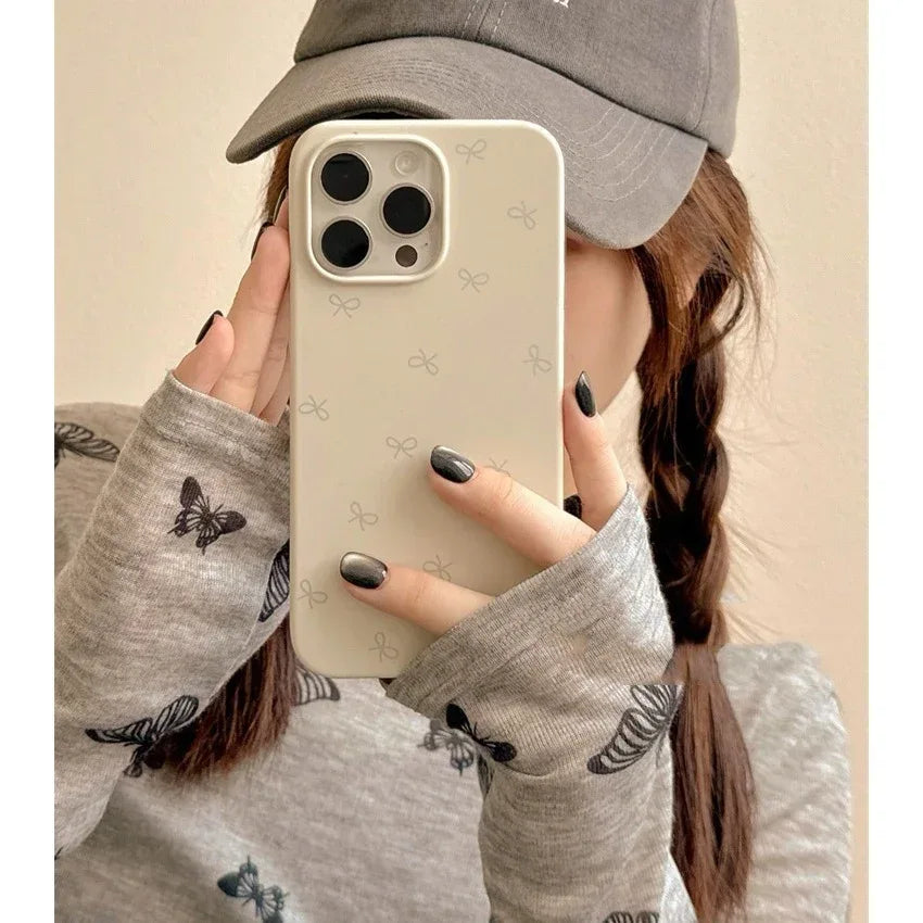 bow-liquid-silicone-skin-feeling-iphone-case - Viexta
