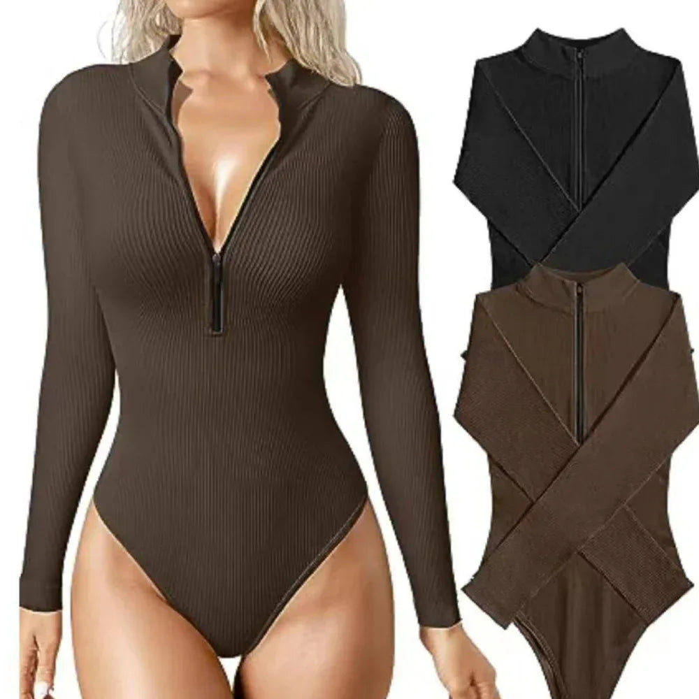 Fashion Long Sleeve Zipper Jumpsuit - Viexta
