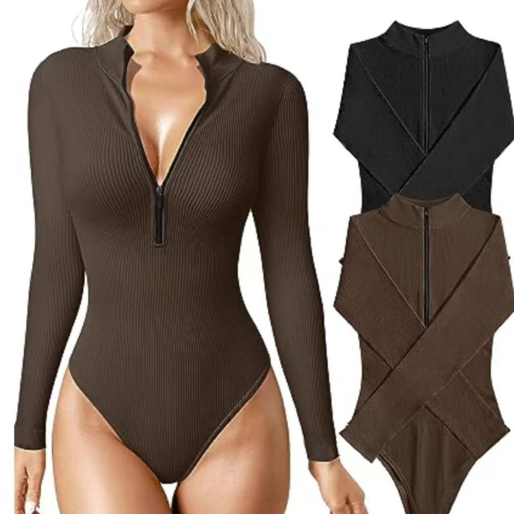 Fashion Long Sleeve Zipper Jumpsuit