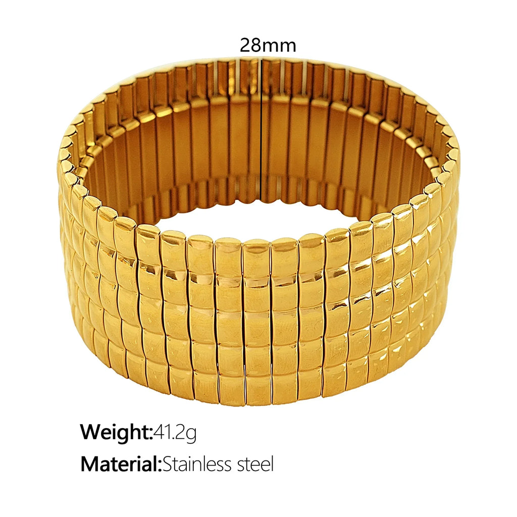 Stainless Steel Stretch Strap Retro Metal Bracelet - Viexta