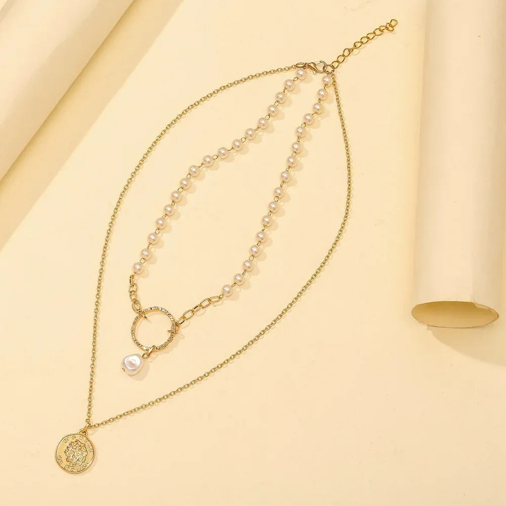 Double-layer Pearl Clavicle Chain - Viexta