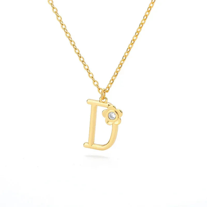 Rose English Alphabet Pendant Necklace - Viexta