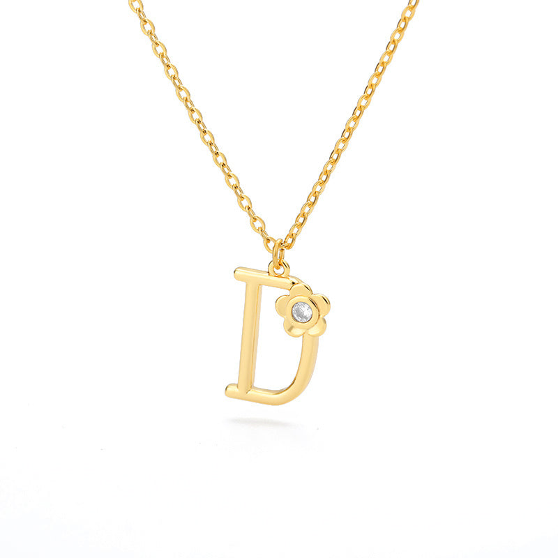 Rose English Alphabet Pendant Necklace