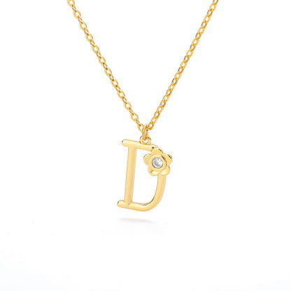 Rose English Alphabet Pendant Necklace