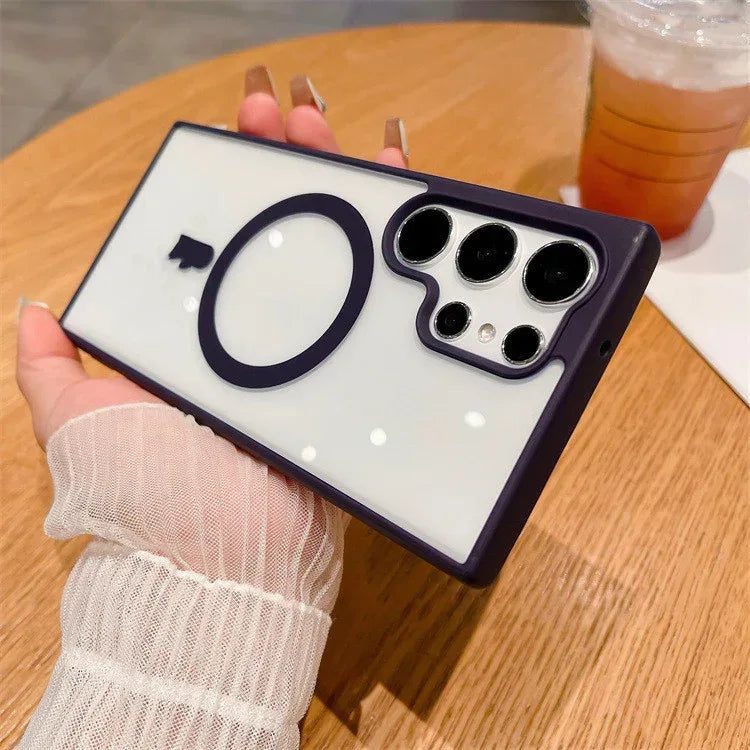 Acrylic Magnetic Suction Macaron Silicone Samsung case - Viexta