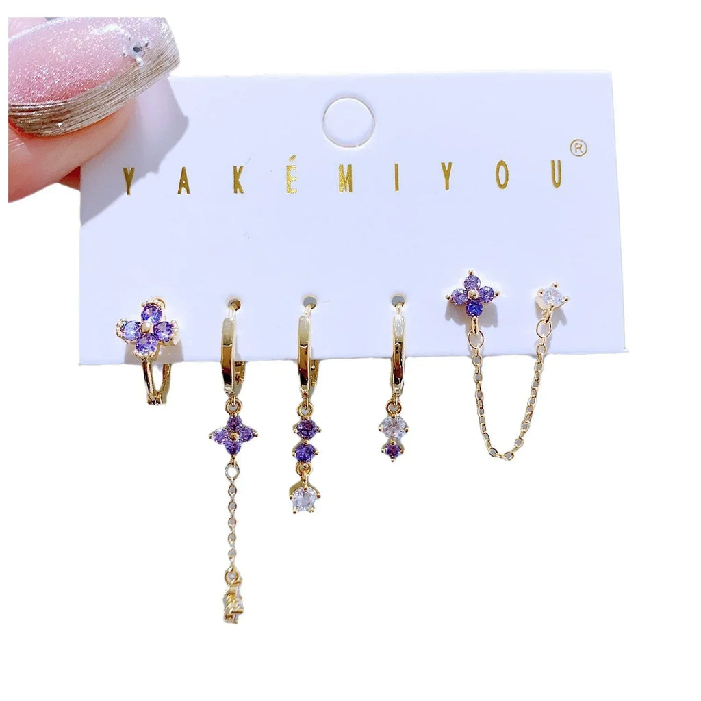 6piece Zirconium Ring Earring Set - Viexta