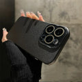 Solid Color Frosted Leather Crystal iPhone Case - Viexta