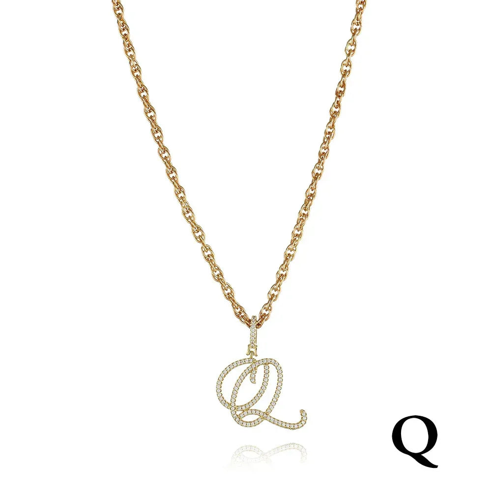 26 Letter Zircon 18k Gold Necklace - Viexta