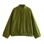 Loose Casual Street Stand Collar Pilot Buckle Jacket - Viexta