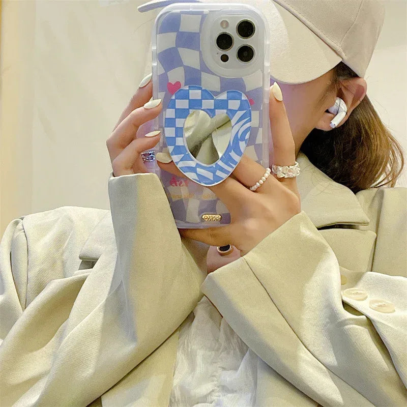 Laser Lattice Love Makeup Mirror iPhone Case - Viexta
