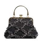 Denim Style Rhombus Clip Handbag - Viexta