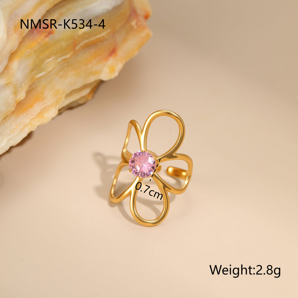 Stainless Steel Zircon Ring For Women