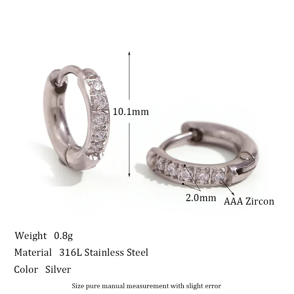 Rounded Edge Zircon Earrings - Viexta