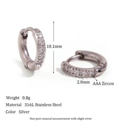 Rounded Edge Zircon Earrings