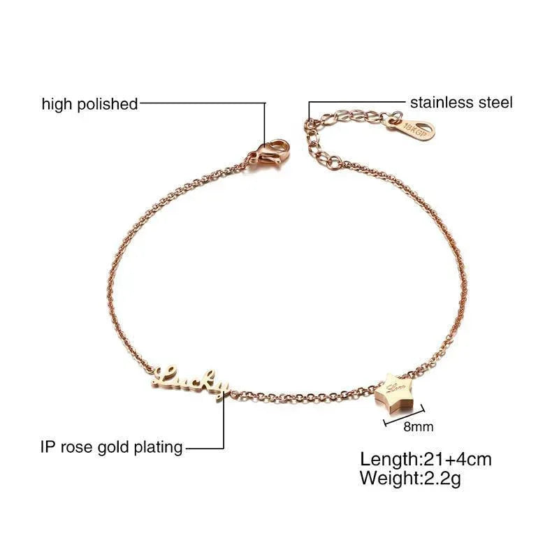 lucky-star-stainless-steel-rhinestone-anklet - Viexta