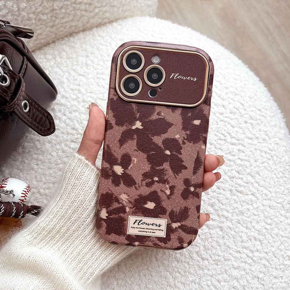Brown And Floral Shatter-Resistant iPhone Case