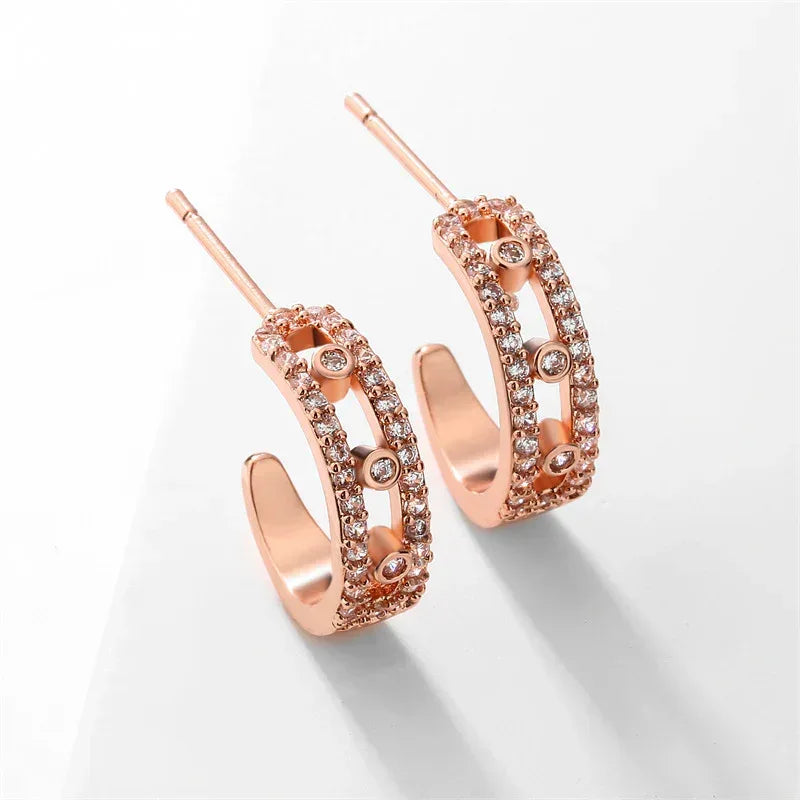 Hexagon Zircon-embedded Earrings - Viexta