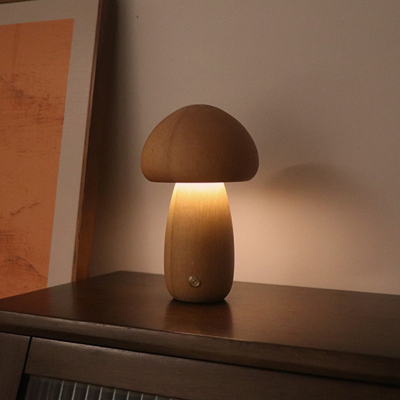 Wooden Cute Mushroom LED Night Light