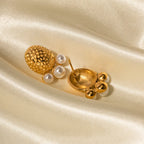 Pearl Stainless Steel Stud Earrings