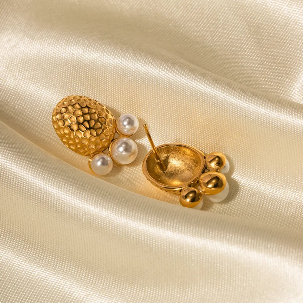Pearl Stainless Steel Stud Earrings