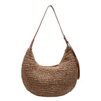 Casual Large Capacity Handmade Straw Shoulder  Purse